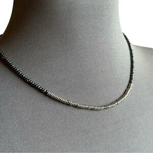 Bronzo Italia Hematite and Silver Bead Necklace 18” w/ 2” extender